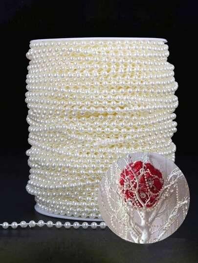 3/4/5/6/8/10毫米时尚首饰及工艺品材料，仿白珍珠串珠花环，装饰珍珠，优雅白珍珠串珠圈，珍珠串珠圈，珍珠花环，适用于婚礼、派对、生日、首饰配件、婚礼、生日派对装饰、DIY工艺品