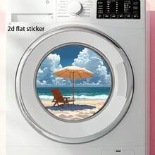 1片清爽海滨海底世界洗衣房贴纸，充满放松和舒适感。采用PVC材质，粘性适中，不留残胶，适合洗衣房装饰。 - 均碼 - 查看 5