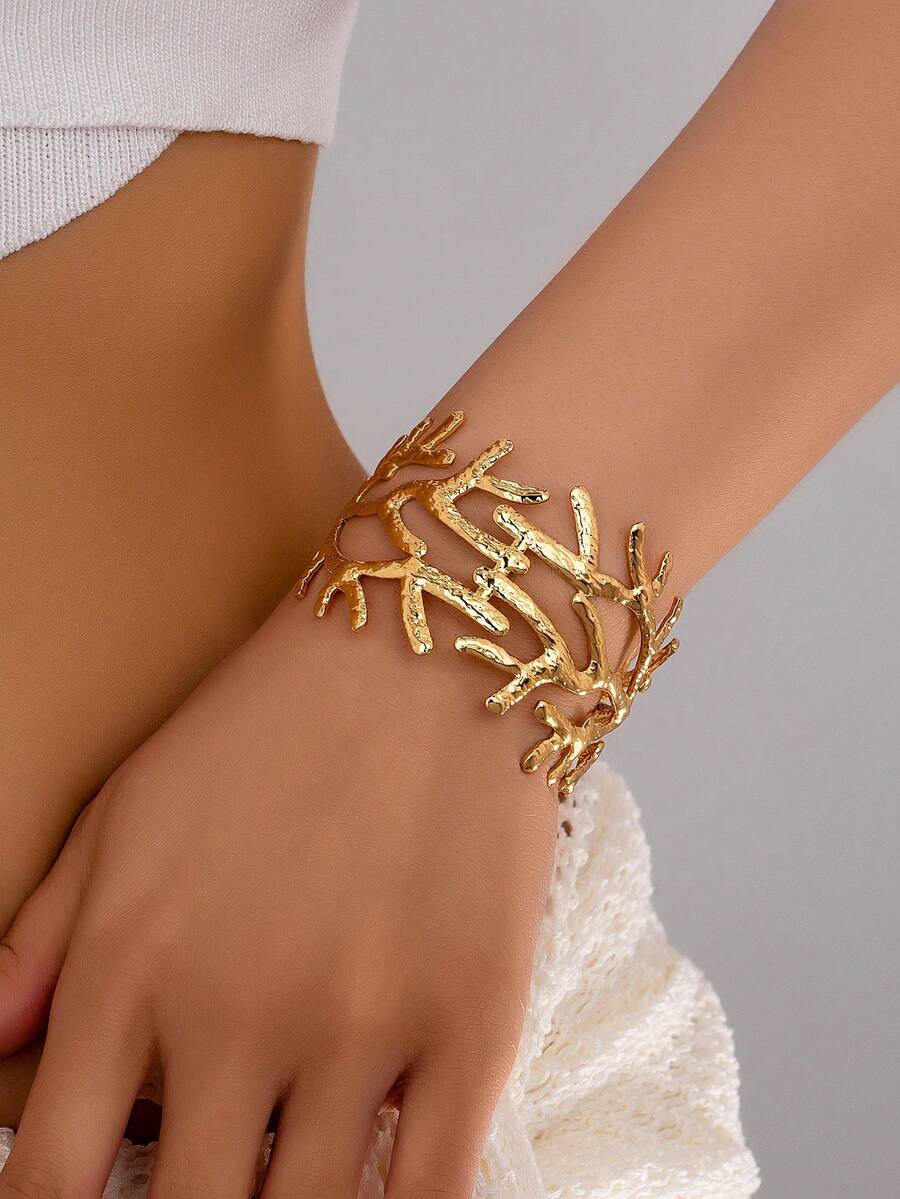 1 chiếc vòng tay san hô phong cách bãi biển mùa hè, có thể điều chỉnh kích thước, phù hợp cho bãi biển, du lịch, kỳ nghỉ. - Vàng - Xem 1