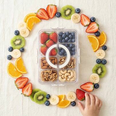 Snack Serving Tray With Lid 8 Compartment Food Storage Container With Portable Handle, Transparent Plastic Snack Organizer For Candy Nuts Fruit Dried Snacks Cookies And Appetizers, Sectioned Food Serving Platter With Cover To Keep Food Fresh And Organized, Lightweight Durable Food Storage Tray Easy To Carry And Clean, Ideal For Home Kitchen Organization Party Serving Picnic Travel Gathering Use And Daily Household Food Storage Solutions