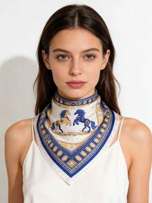 1条红色和海军蓝马图案方巾，四季皆宜，适合日常出行、旅行、婚礼派对等场合，男女通用，可作头巾、发带、头巾，户外防晒配饰，为您的风格增添亮点。 - 彩色 - 查看 8