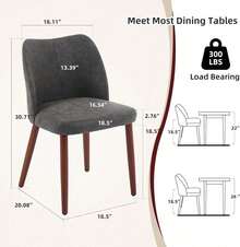 Silla para Comedor moderna Set de 2 Unidades, Silla de cocina tapizada con Tela Duradera de Cuero PU (Textura Lino) con asiento acolchado para Mayor Confort, Silla para Comedor Estilo Mid - Century con patas de madera, ideal para Sala de Estar, Restaurantes y Cafés - Piel sintética - Gris oscuro - Ver 2