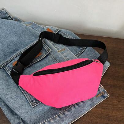 1pc Fashionable Waist Bag/Chest Bag With Invisible Zipper, Solid Color & Waterproof Nylon Material For Holding Coins And Small ItemsMen Zip Front Waist Bag Chest Bag Fanny Pack Crossbody Bag Sling Bag For Travel Work Sport Essentials Lightweight Anti Theft With Adjustable Strap Nylon Minimalist Outdoor College Bag