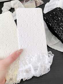 Lolita Spring/Summer Lightweight Heart & Polka Dot Lace Trim Cropped Tights, Sweet Girl Stockings - Multicolor - View 2