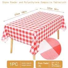 1/6pcs 137*274cm Red & White Plaid Disposable Plastic Tablecloth, Suitable For Picnic, Farm, Birthday, Wedding Rectangle Party Tablecloth, Tablecloth, Easter Tablecloth, Party, Party Supplies, Wedding, Tablecloth, Birthday, Party Decor, Birthday Decor, Table Cover - Multicolor - View 9