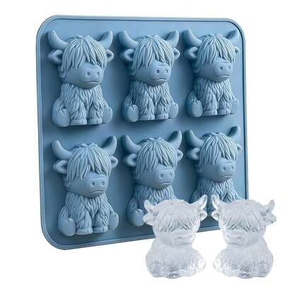 Ice Molds Cow Shape, Flexible Chilling Cube Tray, 6 Cavity Mold, Fun Beverage Ice Tool, Whiskey Cocktail Tequila Vodka Drinks, Perfect For Home Bar Party Kitchen Entertaining Adults And Kids