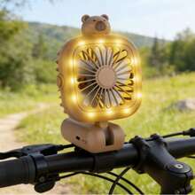 Capybara Portable Fan | Features LED Ambient Lighting | Foldable Design | Three Speed Settings | Portable Table Fan For Student Housing And Office Use - B - View 7