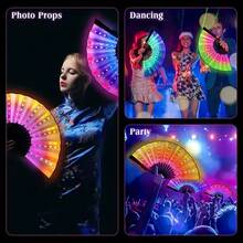 LED發光折疊舞扇，可收納手持扇，適用於音樂節、DJ、酒吧、夜店、霓虹派對、萬聖節 - 彩色 - 查看 5