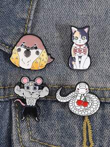 1PC Chibi Animal Tree Enamel Pins Self-Care Badges Metal Brooches Fashion Lapel Badge Backpack Clothes Jewelry Bag Pins Imperdible Graduation Gift - Multicolor - View 2