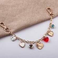 1 pièce Porte-clés de luxe en forme de cœur, style punk doux, pendentif de sac incrusté de pendentif d'amour. Accessoires de bijoux, cadeau magnifique pour les amis - Multicolore - Voir 8