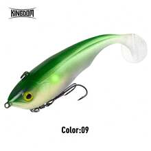 Kingdom 1件装 TSUNAMI 170mm 55g 沉水软饵，3D打印T型尾泳饵，配有强力双钩，逼真PVC软饵，适用于淡水和海水钓鱼，送给男士、爸爸、丈夫的酷炫钓鱼礼物 - 彩色 - 查看 12