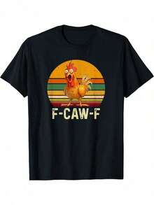 Camiseta Divertida de Pollo para Hombres y Mujeres – Camiseta Casual Divertida para Hombre con Estampado Gráfico Novedoso y a la Moda, 100% Algodón, Cuello Redondo, Corte Regular, Camiseta para Uso Diario en Todas las Temporadas, Regalos para San Valentín y Navidad - Negro - Ver 1