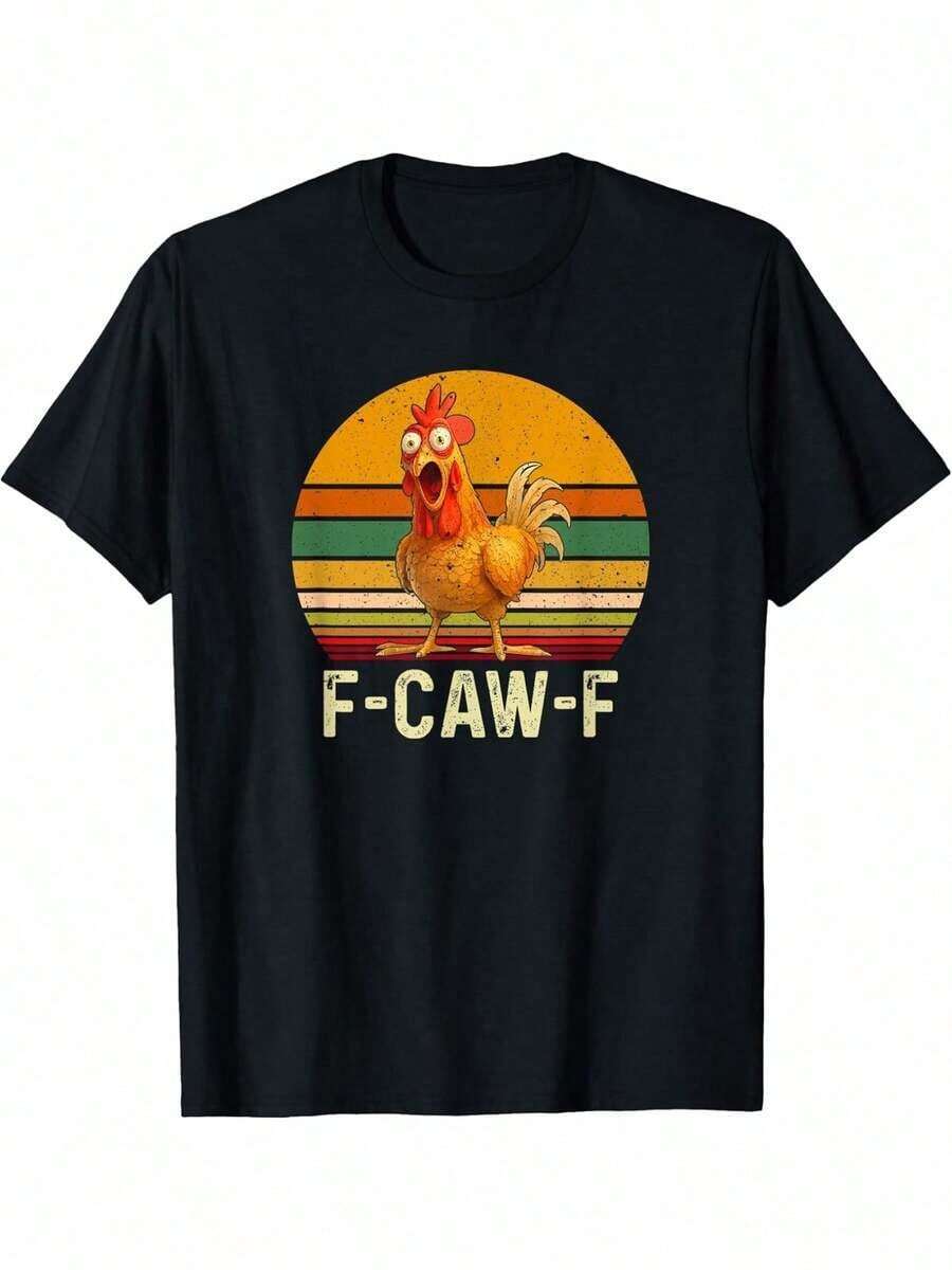 Camiseta Divertida de Pollo para Hombres y Mujeres – Camiseta Casual Divertida para Hombre con Estampado Gráfico Novedoso y a la Moda, 100% Algodón, Cuello Redondo, Corte Regular, Camiseta para Uso Diario en Todas las Temporadas, Regalos para San Valentín y Navidad - Negro - Ver 1