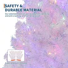 Árbol de Navidad Blanco, árbol de Navidad Artificial Prelit de con Luces LED Blancas cálidas y Soporte de Metal, decoración de día Festivo de Pino de Navidad Falso, para el hogar - 4,5 pies - Ver 3
