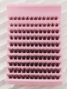 120PCS Eyelash Extensions Wispy Natural DIY C Curl Individual Lashes Clusters Black 10-16mm - C - View 9