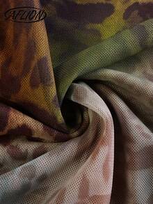 Aflion 女士Y2K风格渐变豹纹和蛇纹印花吊带裙 - 蕾丝饰边抹胸设计，高开衩款式，时尚性感复古风，夏季海滩派对、夜店、情人节、狂欢节和新年必备单品 - 彩色 - 查看 4