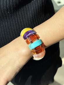 手工彩色绳编夸张树脂海星手链，波西米亚风多色珠子友谊绳手链，适合夏季海滩度假 - 彩色 - 查看 15