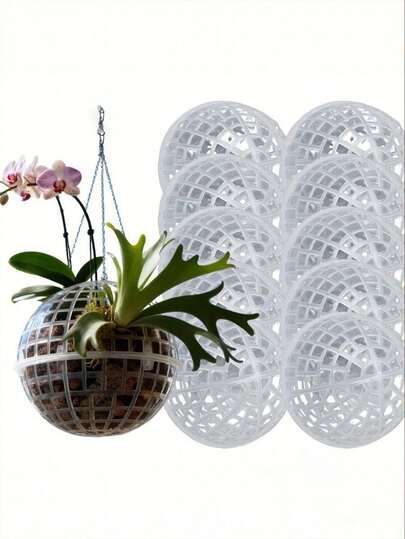 8pcs/4pcs Plastic Hanging Moss Balls Decor, Suitable For Orchids And Staghorn Ferns, Aquarium Floating Moss Balls, Aquatic Plant Planting Balls With Drainage Holes, Indoor/Outdoor Plant Fixation Accessories, DIY Decor, Hydroponics Gardening Moss Balls, Orchid Display, Bonsai Display, Gardening Tool Accessories, Plant Lovers, Spring Easter Gift