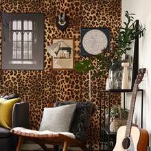 1 Roll Of Brown Leopard Pattern Waterproof Self-Adhesive Wallpaper Removable TV Background Wall Children's Room Rental Room Renovation Home Decoration Dining Room Living Room Bedroom Art Wall PVC Wallpaper Furniture Renovation And Room Decoration Wallpaper Roll - Multicolor - View 4