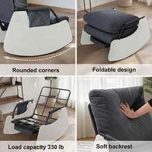 Silla reclinable mecedora para adultos, moderna silla reclinable tapizada de felpa con bolsillo lateral - Gris Oscuro - Ver 6