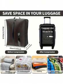 16L/29L Reusable Vacuum Storage Bags, No Electric Pump Needed One-Way Valve Compression Bags For Travel Luggage & Clothes - A - View 4