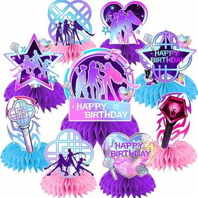 1套女巫组合音乐蜂巢装饰，流行歌手主题女孩生日派对桌面装饰蜂巢装饰（随机款式），家居装饰，完美房间装饰