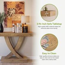LITTLE TREE 110cm Rustic Brown Console Table X-Frame Narrow Hallway Table Industrial Farmhouse Sofa Table - Brown - View 7
