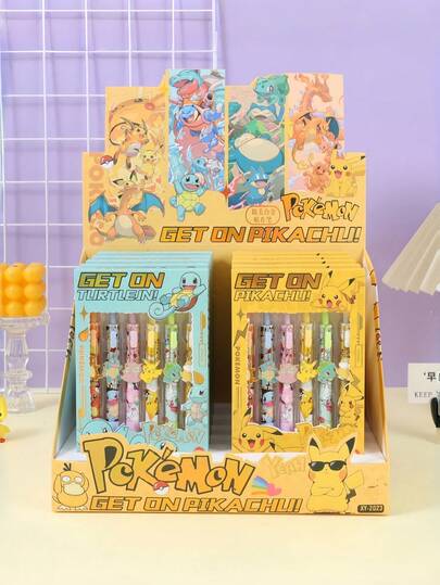 pokemon Ballpoint Pens, 6-Pack Black Cute Writing Pens For School Office Supplies, Kawaii Stationery Gift For Girls Girl ﻿ ﻿