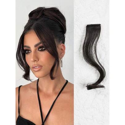 Natural Side-Parted Bangs Wig Piece, Summer Fake Bangs Fringe, Invisible Wavy Bangs Hairpiece For Face Framing HA2842