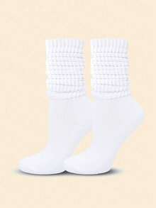 1 Pair Of Ladies' White Fashion Pile Socks Suitable For Daily Use. - White - View 5
