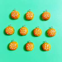10pcs Realistic 3D Hamburger Pendant Suitable For Handmade Jewelry Making, Earrings, Necklaces, Bracelets, Anklets, Bag Charms, Creative Gifts, Resin Crafting Components - 10 Realistic 3D Hamburgers - View 1