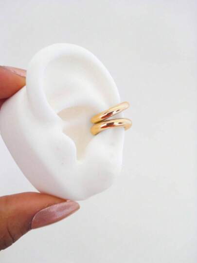 2pcs/Set Letter C-Shaped Clip-On Earrings For Women, Nose Clip Jewelry, Suitable For Any Occasion