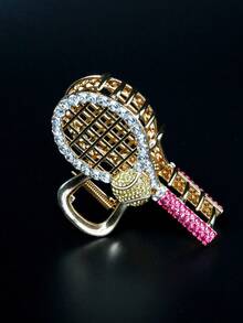 1 Piece Women's Unique Design Pencil Tennis Racket, Rhinestone-Embellished, Fashionable Cute Cartoon Half-Up Hair Claw Clip Hair Accessory Hairpin - Multicolor - View 6