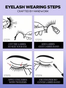 10 Pairs Manga Lashes Faux Mink Eyelashes, Cat Eye False Lashes, Natural & Thick Fake Eyelashes, Voluminous Lash Extensions, Travel Makeup Essential (K106) - Black - View 7