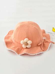 1顶可爱女童透气时尚公主风渔夫帽，宽帽檐，适合春秋季佩戴，适合1-3岁儿童 - 1PC - 查看 9