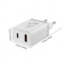 45W Type-C Super Fast Dual Port Charger, PD 3.0 Protocol, Compatible With Galaxy S24/S23/S22/S21 Ultra/S20/S20+/Note 20/10/9/8/A73/A53/A52 And 17/16/15 Series, White, Includes 2M USB-C Cable - EU C Type Plug(220-240V) - View 4