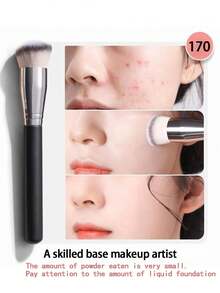 1 cọ che khuyết điểm, cọ trang điểm tạo khối mũi và má hồng cao cấp, cọ trang điểm mắt và toàn mặt hoàn hảo, thích hợp cho kem nền dạng lỏng, kem lót, tạo khối và tán đều & hoàn thiện lớp trang điểm bằng phấn khoáng. - màu đen - View 8