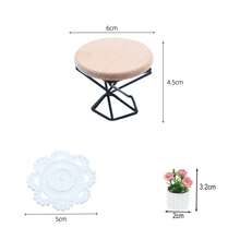 Dollhouse Mini Round Tea Table Set, European Style Green Plant Vase, Miniature Living Room Indoor Scene Decor Props Model, Retro Metal Telephone, Lamp, DIY Model House Accessories - Miniature - View 9