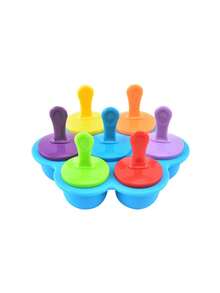 1个硅胶7孔冰格模具，多功能硅胶冰格模具，冰淇淋模具，自制冰格模具，家用多功能冰淇淋模具，制冰器，厨房用具，冰棒，水果，冰淇淋，冰块，蛋糕，食品，冰格，家居用品，夏季厨房用具 - 彩色 - 查看 7