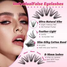 Lash Clusters Manga Eyelash Clusters 8-16mm DIY Lashes Cluster Eyelash Extensions Kit Individual D Curl False Eyelashes - C - View 4