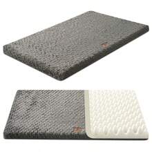 狗床和垫子，毛绒压花表面面料，防滑牛津底，蛋箱泡沫填充，可清洗，适用于狗笼和家庭，多种颜色可选，冬季保暖 - 灰色 - 查看 4