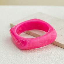 1件几何夏季扎染手镯树脂弯曲沙滩手链女士不对称醋酸纤维手镯时尚百搭 - 手鐲 - 查看 6