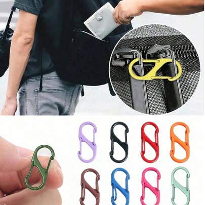 10pcs Unisex Anti-Theft Zipper Locks, Easy Pull Design To Protect Zippers From Accidental Opening, Applicable For Backpacks, Luggage, Handbags, Wallets, Versatile S-Shaped Buckle Design, Suitable For Travel, Camping, Outdoor, Beach, Holiday, Back To School And More, Essential Travel Accessories