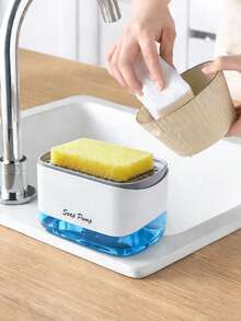 1件套厨房皂液器、海绵清洁架、洗碗泡沫器、海绵架、海绵沥水架、带沥水盘的塑料水槽收纳托盘 - 实用厨房小工具 - 多色 - 查看 4
