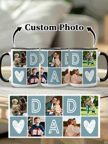 1pc 11oz Photo Mug For Dad, Father's Day Mug, Multiple Photos Can Be Customized, A Birthday Gift For Dad, Customized Family Mug, A Water Mug Exclusive To Dad, A Photo Memento Gift, Anniversary Gift. - Style 4 - View 10