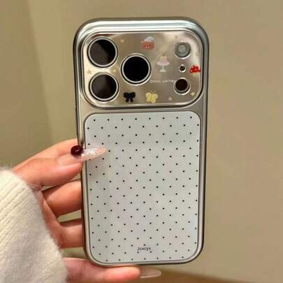 Cute Polka Dot Phone Case Suitable For IPhone 17Pro Max, 17Pro, 17, 16Pro Max, 16Pro, 16, 15Pro Max, 15Pro, 14Pro, 14Pro Max, Bowknot Cherry Lens Protection PC Phone Case