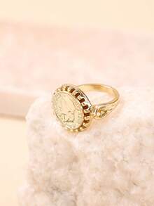 1pc 22K Gold Plated Women's Ring, Luxury Retro Style, Wedding Party Jewelry - Gold - View 5