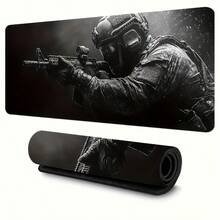 Large Tactical Gamer Mouse Pad - Non-Slip Rubber Base, Smooth Surface Suitable For Work, Gaming, Office And Home Use, Black With Blue Armor Design, Desk Mouse Mat - Mouse Pad - View 10