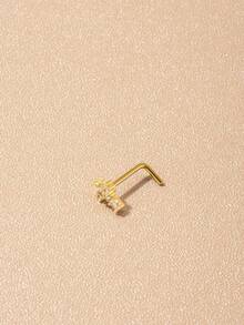 1pc Fashionable, Charming, Minimalist, Cute, Exquisite, Fresh Y2K Style Copper Alloy Cross Shaped Nose Ring Decorated With Artificial Zirconia Stone, Suitable For Women And Girls For Daily Wear, Nightclub, Party, Birthday Gift - Vàng - Xem 2