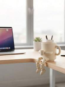 Cute Coffee Cup And Coffee Bean Shaped Figurines With Movable Legs -Pla Material Desk Ornaments, Modern Design, Perfect For Coffee Corner Decoration, Fun Gift For Coffee Lovers, Home And Office Decor, Adorable Bookshelf Decoration, And Collectible Movable Ornaments. - Multicolor - View 6